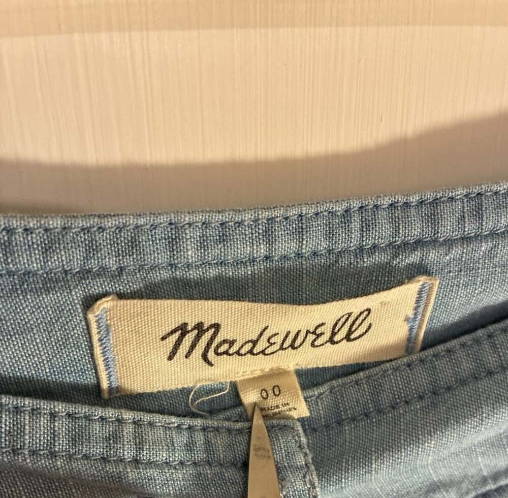 Madewell Tie Palisade Button-Front Midi Skirt in Chambray Size 00